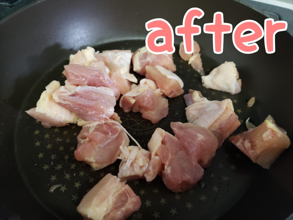 関孫六で鶏肉を切った